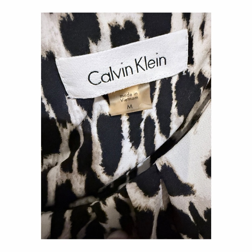 Calvin Klein Black and White Animal Print Blouse - Picture 6 of 7